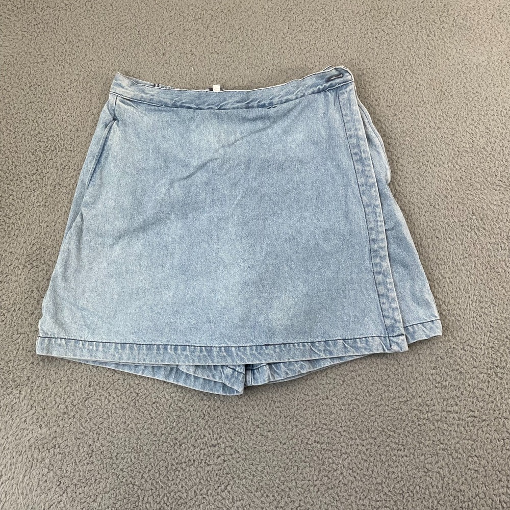 Vintage Russ State Of Blue Denim Skort Women 12 Petite 90s Light Wash